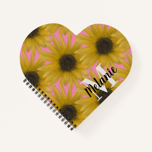 Realistischer Sonnenblumengarten Custom Monogram P Notizblock (Vorderseite)