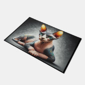 Realistischer Sphynx-Katze, sphynx-haarloser Katze Fußmatte (Schrägansicht)