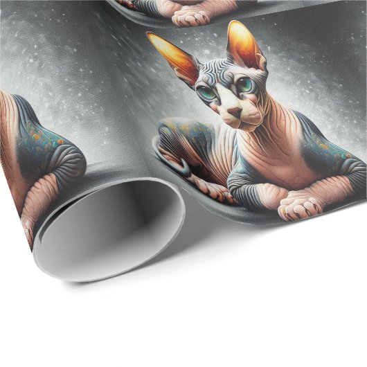 Realistischer Sphynx-Katze, sphynx-haarloser Katze Geschenkpapier (Rolleneckpunkt)