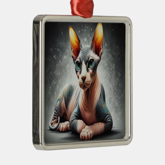 Realistischer Sphynx-Katze, sphynx-haarloser Katze Ornament Aus Metall (Rechts)