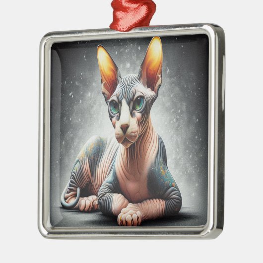 Realistischer Sphynx-Katze, sphynx-haarloser Katze Ornament Aus Metall (Links)