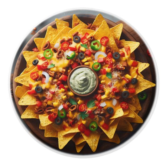 Realistischer Teller Nachos lustig Keramikknauf (Vorderseite)
