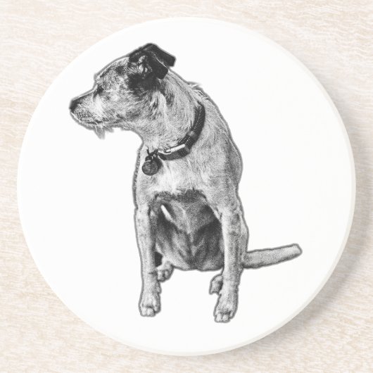 Realistischer Terrier Mix Sitting Untersetzer (Vorne)