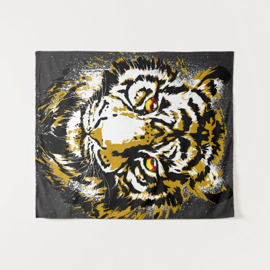 Realistischer Tiger - Cooler Tigerkopf Zeichnend Wandteppich (Vorderseite (Horizontal))
