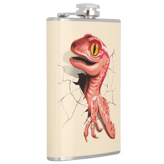 Realistischer Velociraptor Dinosaur Hatching Flachmann (Rechts)