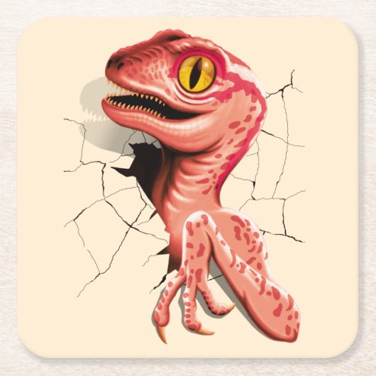 Realistischer Velociraptor Dinosaur Hatching Rechteckiger Pappuntersetzer (Vorderseite)