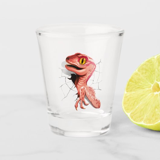 Realistischer Velociraptor Dinosaur Hatching Schnapsglas (Vorderseite)