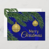 realistischer Weihnachtsbaum mit goldener Dekorati Postkarte (Vorne/Hinten)