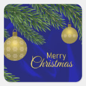 realistischer Weihnachtsbaum mit goldener Dekorati Quadratischer Aufkleber (Vorderseite)