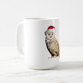 Realistischer Weihnachtskauz mit Mütze und Festiva Kaffeetasse (Vorderseite Links)