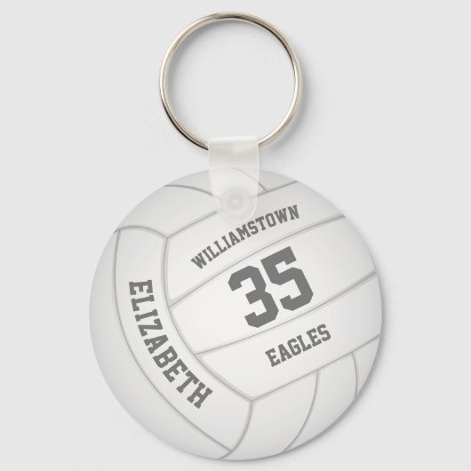 realistischer weißer Volleyballname Schlüsselanhänger (Vorderseite)