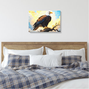 Realistischer Weißkopfseeadler auf einem Ast bei S Leinwanddruck