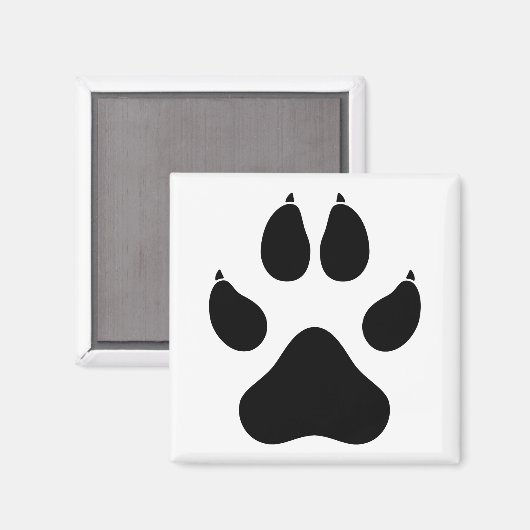 Realistischer Wolf Paw Print - Schwarz Magnet (Vorderseite/Rückseite)