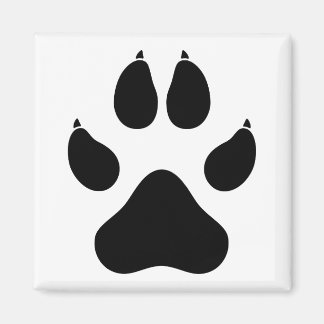 Realistischer Wolf Paw Print - Schwarz Magnet