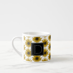 Realistisches 3D-Sonnenblumen-Monogramm Espressotasse