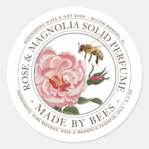 Realistisches Bee & Rose Solid Parfüm Editable Lab Runder Aufkleber
