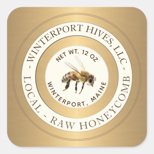 Realistisches Bienenkraupensiegel Quadratischer Aufkleber (Vorderseite)