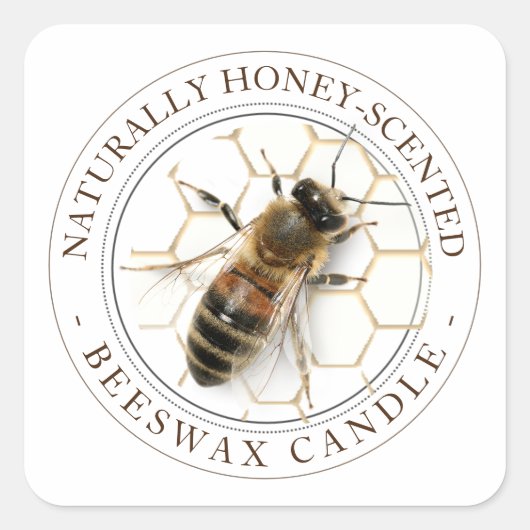 Realistisches Bienenwachs-Kerzensiegel Quadratischer Aufkleber (Vorderseite)