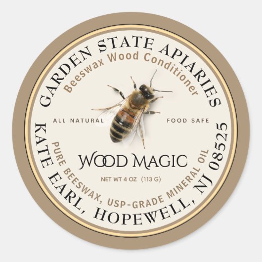 Realistisches Bienenwachs-Waldzuchtlabel Runder Aufkleber (Vorderseite)