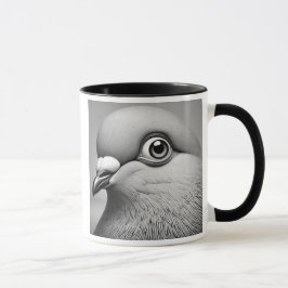 Realistisches Bild einer Taube in Schwarz-Weiß. Tasse