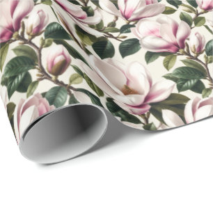 Realistisches blühendes Magnolien-Gemälde Geschenkpapier
