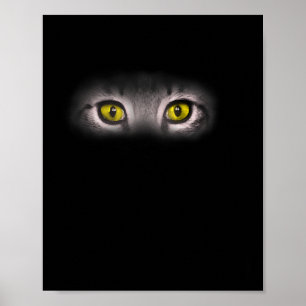 Realistisches Cat Eyes Kitty Feline Grafik Schwarz Poster