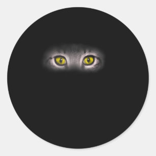 Realistisches Cat Eyes Kitty Feline Grafik Schwarz Runder Aufkleber