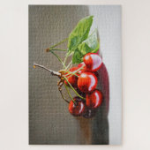Realistisches Cherry Still Life mit Blätter Kunst Puzzle (Vertikal)