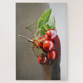Realistisches Cherry Still Life mit Blätter Kunst Puzzle