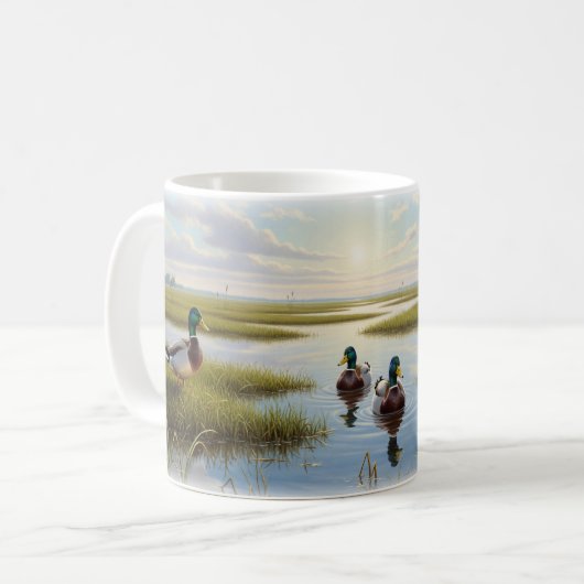 Realistisches Design der Mallard Digital Painting Kaffeetasse (Vorderseite Links)