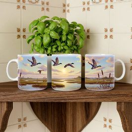 Realistisches Design der Mallard Digital Painting  Kaffeetasse