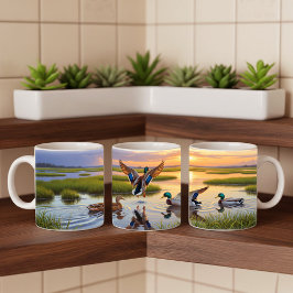 Realistisches Design der Mallard Digital Painting  Kaffeetasse