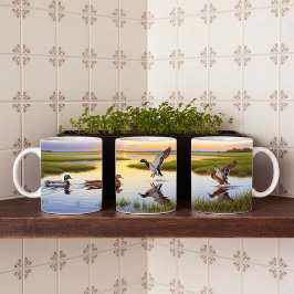 Realistisches Design der Mallard Digital Painting  Kaffeetasse