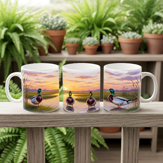 Realistisches Design der Mallard Digital Painting  Kaffeetasse