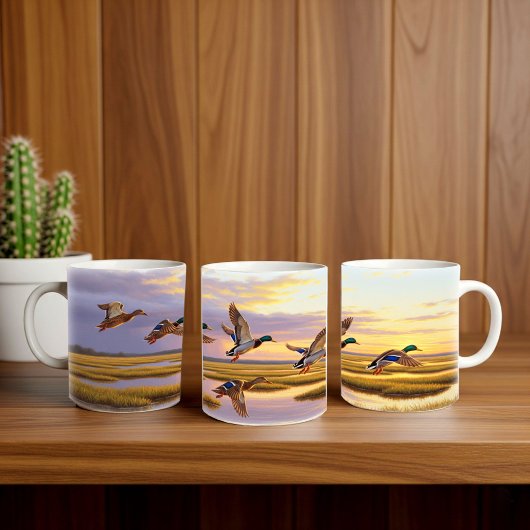 Realistisches Design der Mallard Digital Painting  Kaffeetasse