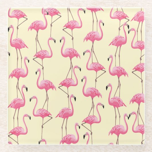 Realistisches Flamingo-Bird-Muster Glasuntersetzer (Vorderseite)