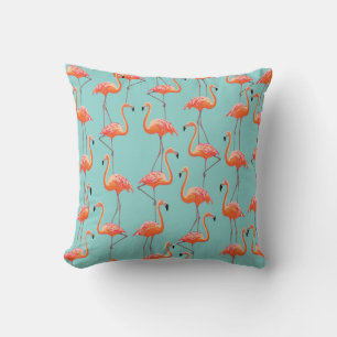 Realistisches Flamingo: Vintages Vogelmuster Kissen