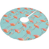 Realistisches Flamingo: Vintages Vogelmuster Polyester Weihnachtsbaumdecke (Schrägansicht)