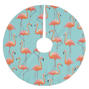 Realistisches Flamingo: Vintages Vogelmuster Polyester Weihnachtsbaumdecke