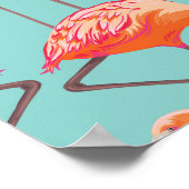 Realistisches Flamingo: Vintages Vogelmuster Poster (Ecke)