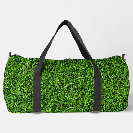 Realistisches Gras Foto Textur Funny Bright Green Duffle Bag (Vorderseite)