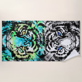 Realistisches graues Blue Tiger Heads Beach Handtu Strandtuch (Vorderseite)