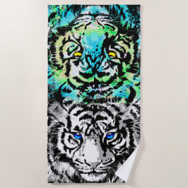Realistisches graues Blue Tiger Heads Beach Handtu Strandtuch