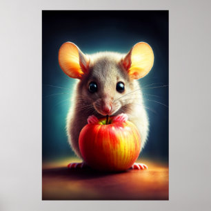 Realistisches graues Mauswerk in leuchtenden Farbe Poster