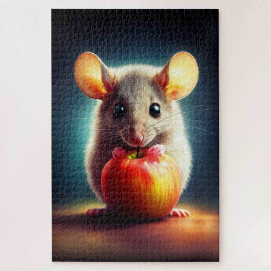 Realistisches graues Mauswerk in leuchtenden Farbe Puzzle (Vertikal)