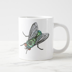 Realistisches grünes Fliegen-Maschinenstickdesign Jumbo-Tasse