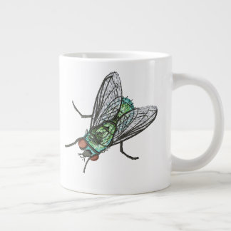 Realistisches grünes Fliegen-Maschinenstickdesign Jumbo-Tasse