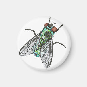 Realistisches grünes Fliegen-Maschinenstickdesign Magnet
