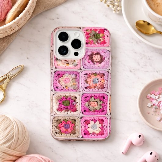 Realistisches Häkel-Granny-Square iPhone Hülle