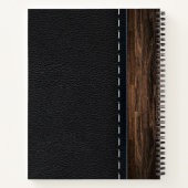 Realistisches Holz und gestanztes Ledergewebe Notizblock (Rückseite)